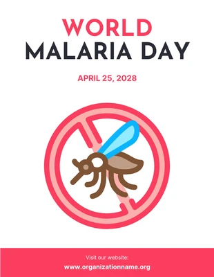 Free  Template: White Dark Pink Simple World Malaria Day Poster