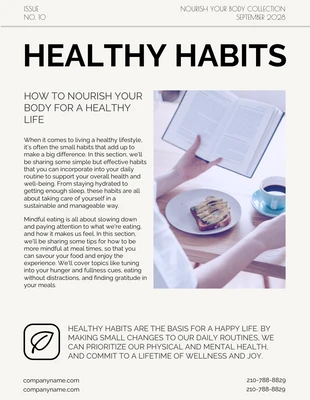 Free  Template: Elegant Cream Healthy Habits Newsletter Template