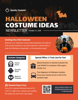 Free  Template: Costume Ideas Newsletter Template