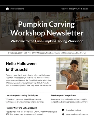 business  Template: Pumpkin Carving Workshop Newsletter Template