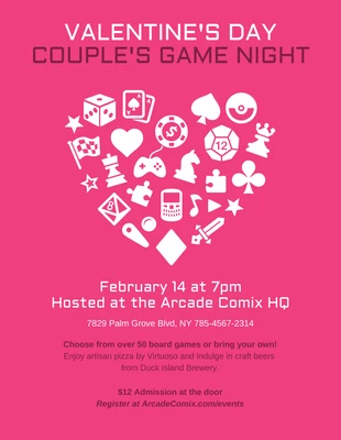 premium  Template: Valentine's Day Couple Game Night Event Flyer Template