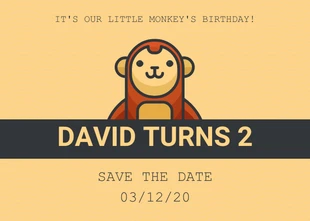 Free  Template: Monkey Birthday Save The Date Invitation