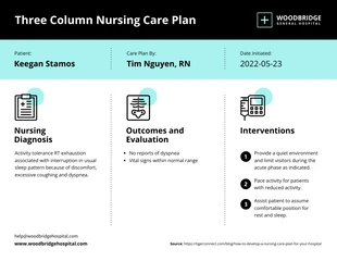 business  Template: Teal Simple Nursing Care Plan Template