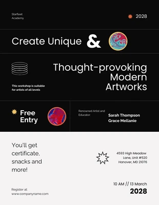 Free  Template: Modern Artworks Workshop Flyer Template