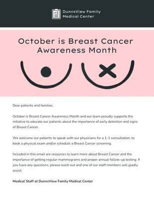 Free accessible Template: Breast Cancer Awareness Newsletter Template