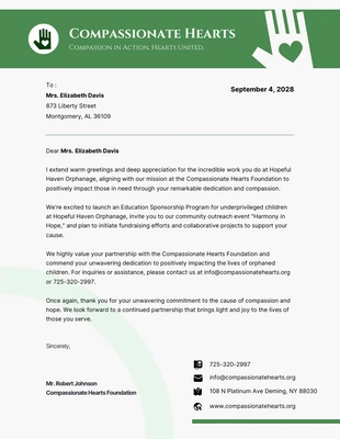 Free  Template: Simple Green Charity Letterhead