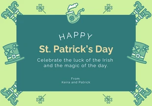 Free  Template: Simple Green and Gold St. Patrick's Day Card