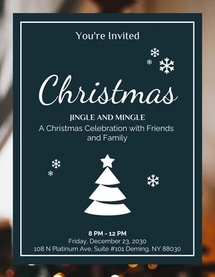 Free  Template: Black & Blue Minimalist Desain Christmas Invitation