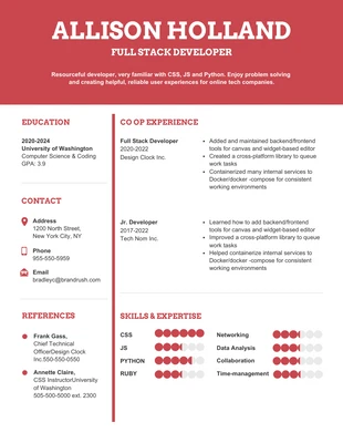 premium  Template: Red Resume for College Students Template