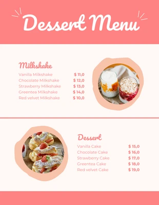 Free  Template: Light Pink Cute Playful Dessert Menu