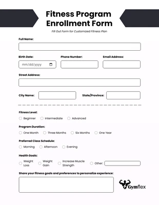 business interactive Template: Simple Black and White Enrollment Forms