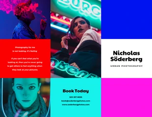 business  Template: Neon Photography Tri Fold Brochure Template