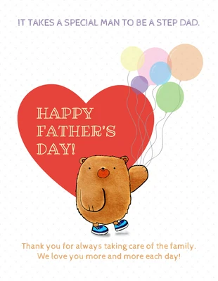 Free  Template: Bear Stepdad Father's Day Card