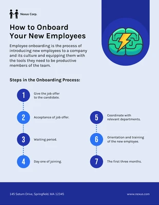 Free interactive Template: Blue New Employee Onboarding Checklist Template