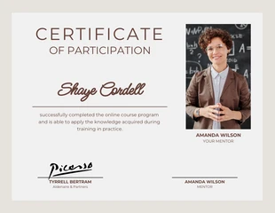 Free  Template: Beige Minimalist Participation Certificate Template