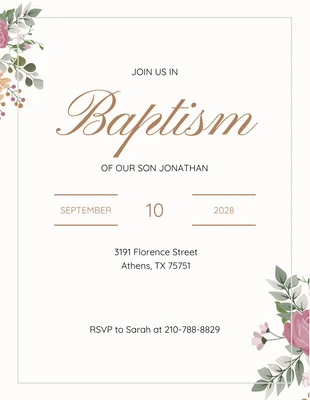 Free  Template: Minimalist Gold and Green Baptism Invitation