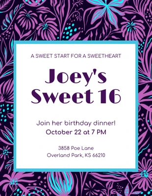 Free  Template: Illustrative Sweet 16 Invitation