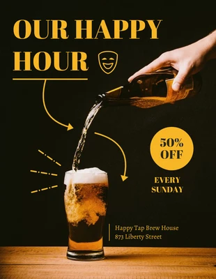 Free  Template: Minimalist Happy Hour Bar Flyer Template