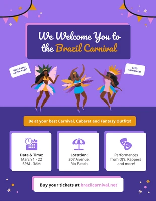 Free  Template: Brazilian Carnival Party Flyer Template