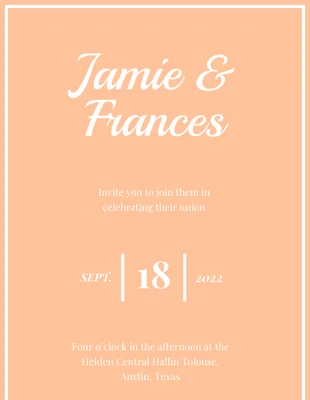 premium  Template: Simple Peach Wedding Invitation