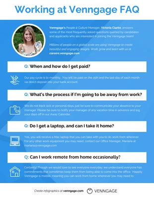 Free  Template: Editable Company Hiring Work Culture FAQs Infographic Template