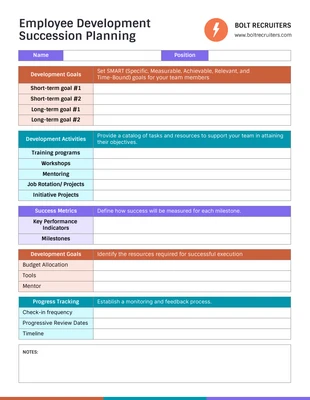 Free  Template: Employee Development Plan Succession Planning