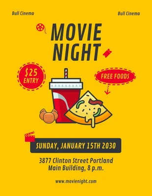 Free  Template: Ripe Lemon Movie Night Flyer Template