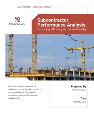 Free  Template: Subcontractor Performance Report Template