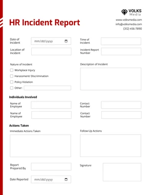 business interactive Template: HR Incident Report Template