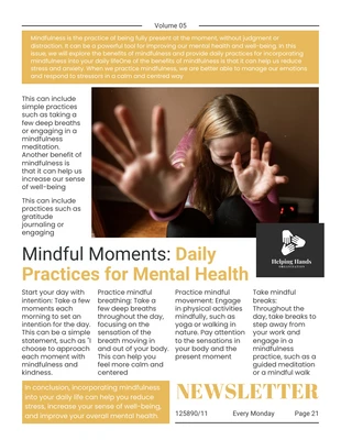 Free  Template: Black Yellow Mental Health Newsletter Template