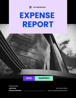 Free  Template: Black Purple Blue Expenses Report Template