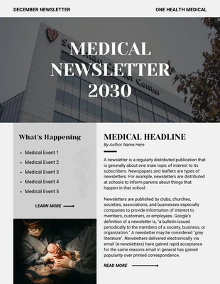 Free  Template: Black White Medical Email Newsletter Template