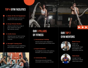 Modern Black White and Orange Gym Tri Fold Brochure - Page 2