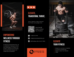 Free interactive Template: Black White Orange Gym Tri Fold Brochure Template