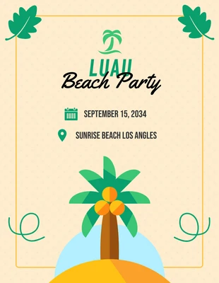 Free  Template: Beige And Green Minimalist Playful Beach Luau Party Invitation