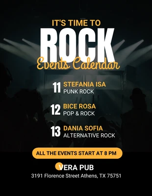 Free  Template: Rock Event Calendar Flyer Template