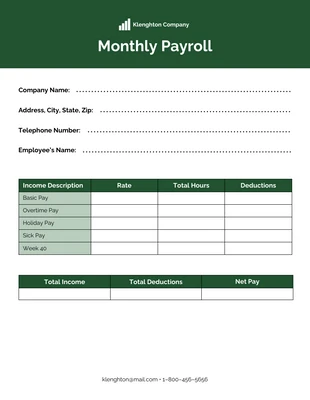 business  Template: Sample Payroll Summary Report Template