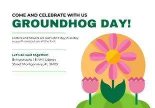 Free  Template: White Modern Illustration Celebrate Groundhog Day Card