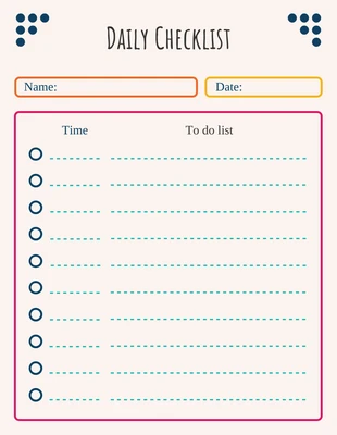 Free  Template: Simple Daily Checklist Template