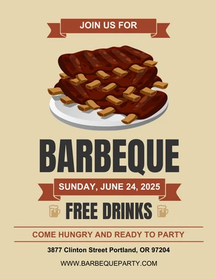 Free  Template: Barbeque with Free Drink Event Flyer Template