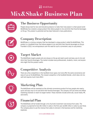 Free  Template: Business Plan One Pager Template