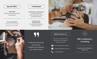 premium interactive Template: Men's Grooming Services Roll Fold Brochure Template