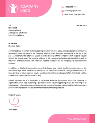 Free  Template: Baby Pink Minimalist Feminine Creative Letterhead Template