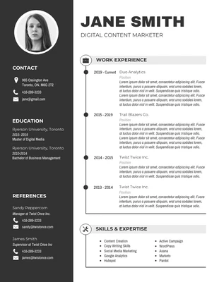 Free  Template: Modern Black White Resume Template