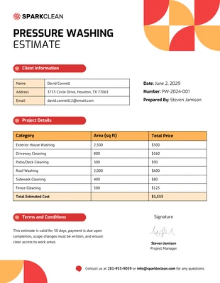 business  Template: Pressure Washing Estimate Template