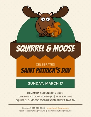 premium  Template: Squirrel and Moose St. Patrick's Day Party Flyer Template