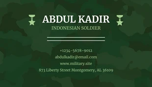 Dark Green Modern Pattern Professional Military Business Card - Page 2