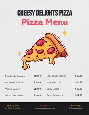 Free  Template: Beige Classic Texture Illustration Pizza Menu