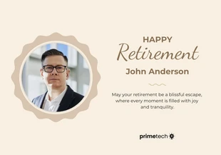 Free  Template: Cream and Brown Minimalist Clean Retirement Card