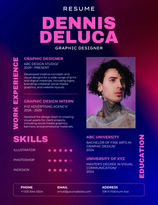 Free  Template: Blue Pink Graphic Designer Resume Template